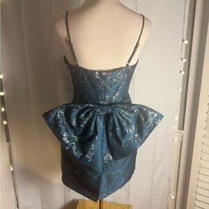 Altar'd State Teal Dress with Gold and a Bow in the Back